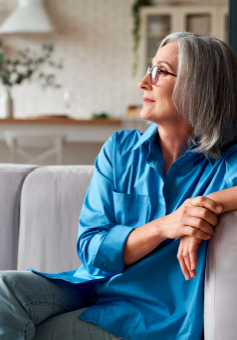 Older lady sitting on couch